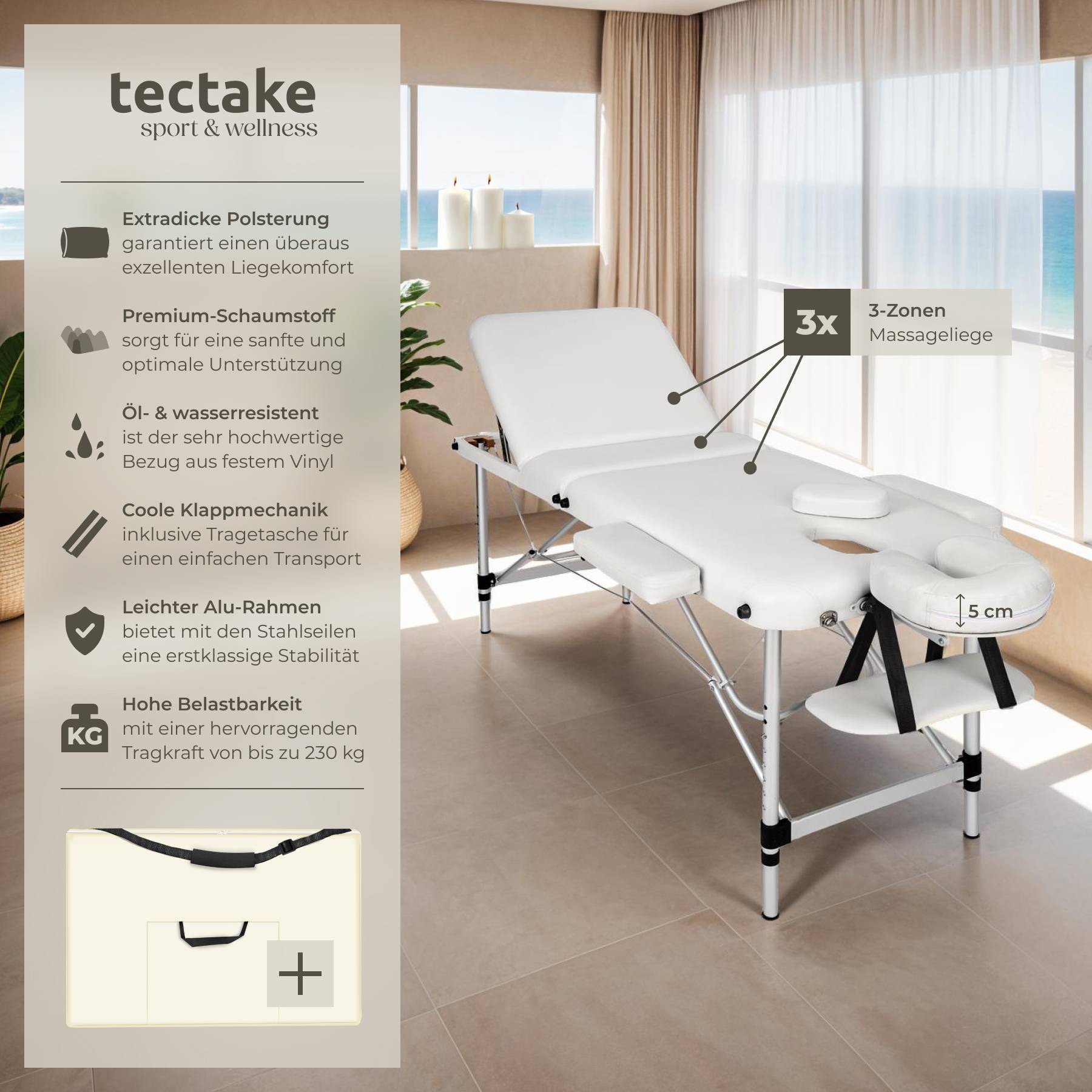 3 Zonen Massageliege