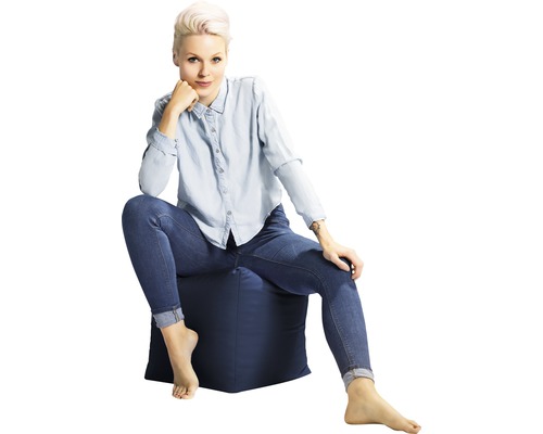 Kruk Sitting Point Cube Scuba ca. 60 liter jeansblauw 40x40x40 cm