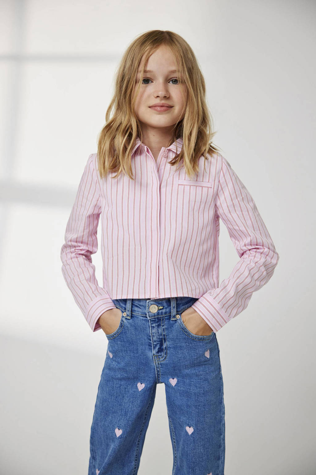 ONLY gestreepte blouse KOGHOLLY roze/wit