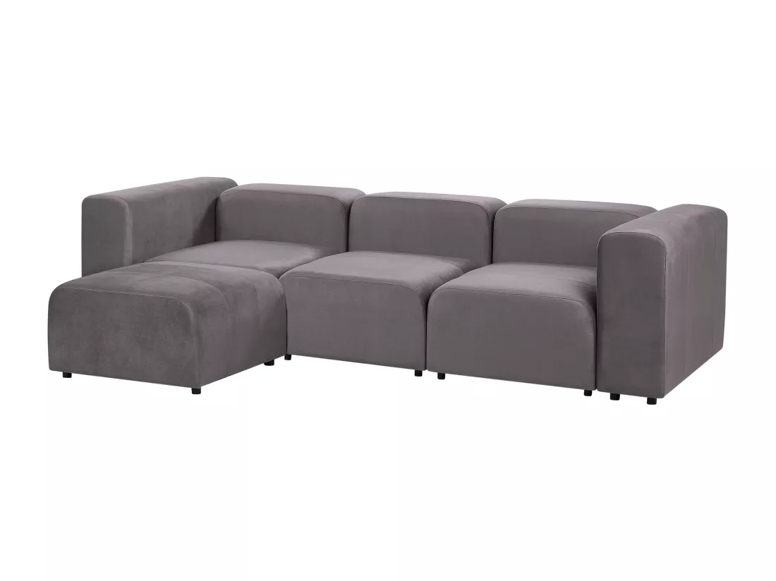 Canapé 3 places modulable avec ottoman en velours gris foncé FALSTERBO