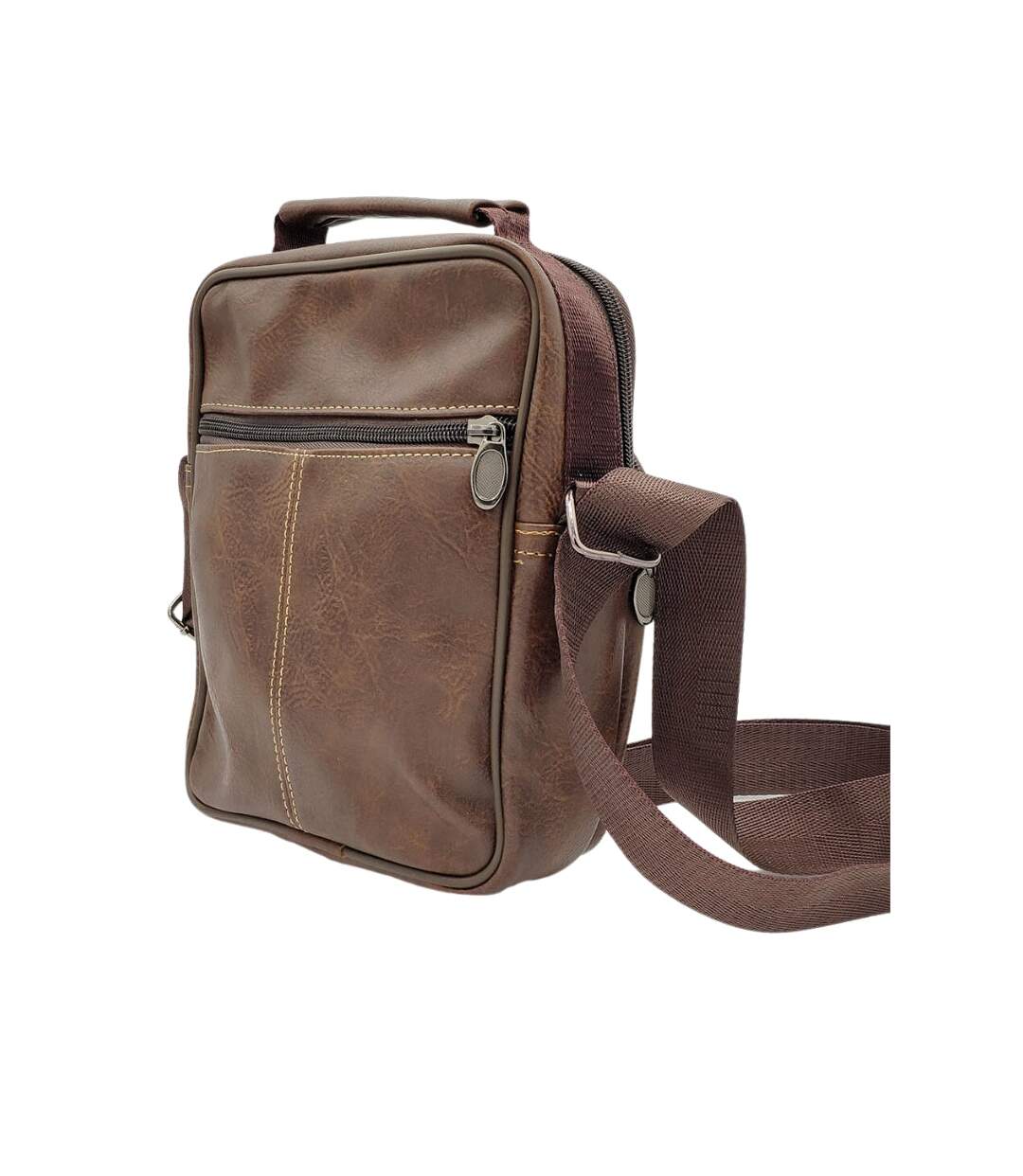 Sacoche bandoulière pour homme multi poches  - 100 polyuréthane - Couleur marron