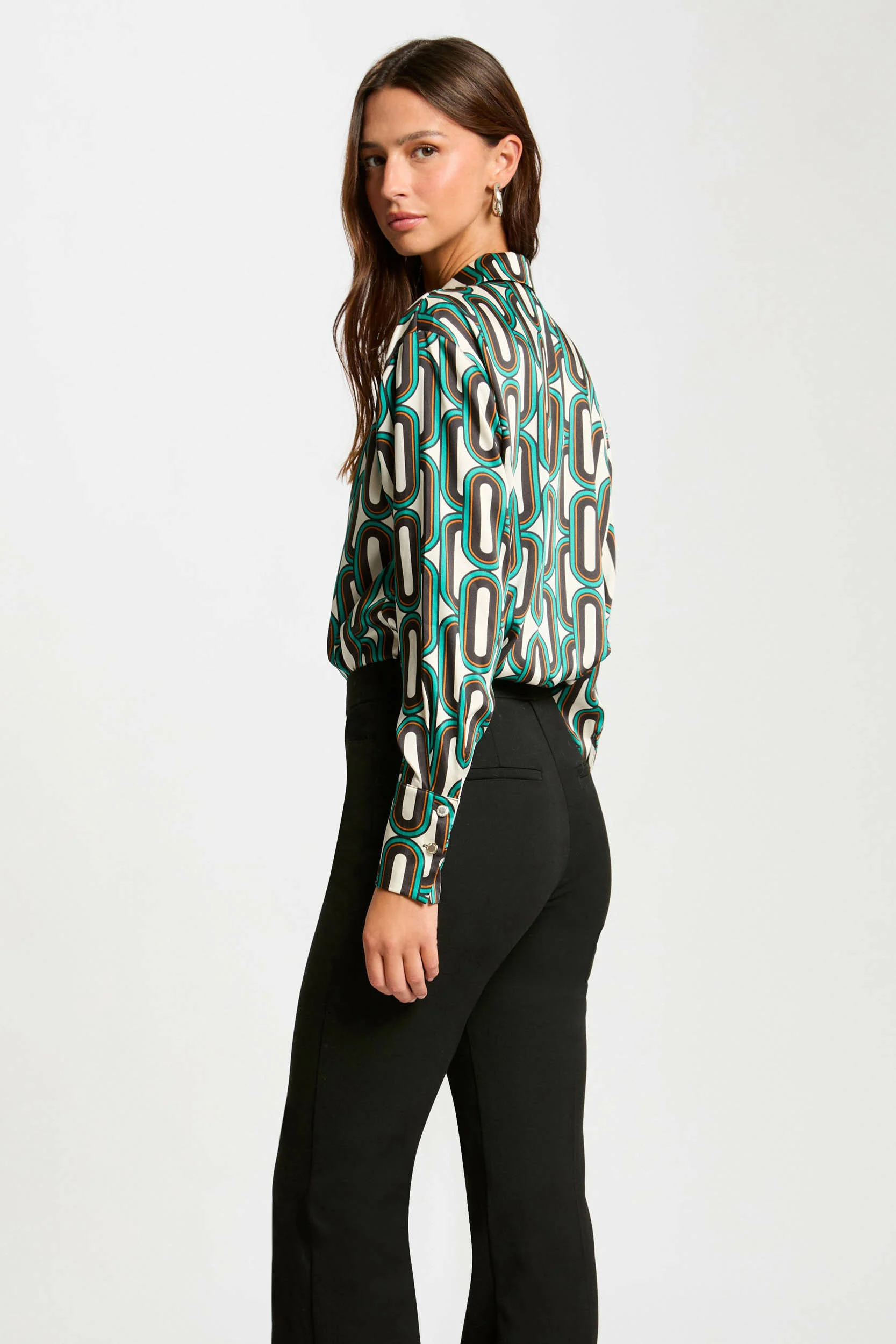 Morgan blouse met grafische print ecru/ groen