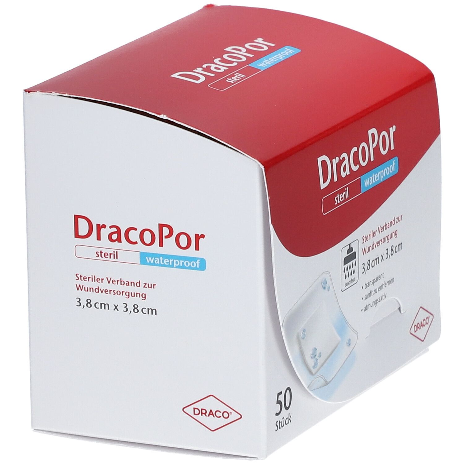 DracoPor Waterproof Wundverband 3,8 cm x 3,8 cm