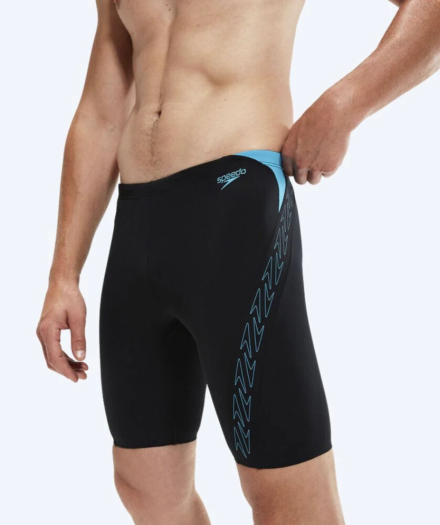 Speedo lange badebukser til mænd - Hyperboom Splice - Sort/blå