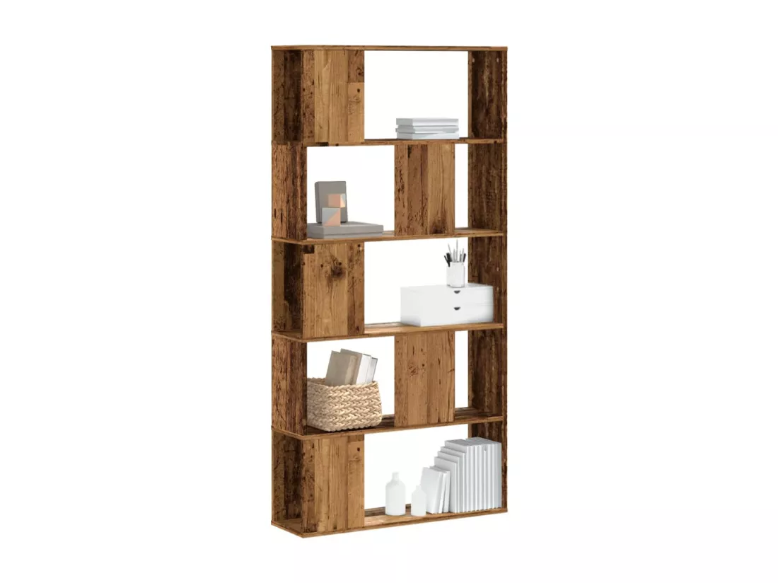 Bibliothèque 5 niveaux vieux bois bois d'ingénierie