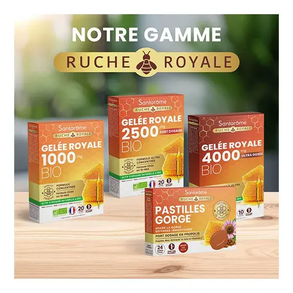 Geleia Real Santarome Royal Beehive 4000 mg Orgânica para Imunidade - 10 ampolas