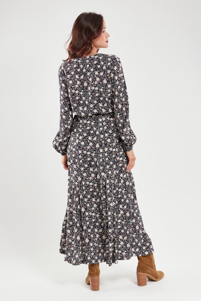 Robe longue fleurie - cupro