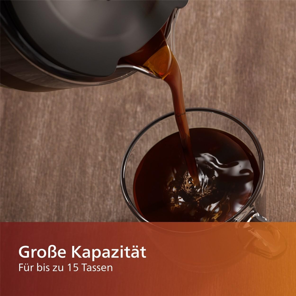 Philips Filterkaffeemaschine – 1.25-Liter-Fassungsvermögen, bis zu 15 Tassen, Boil & Brew, schwarz/silbern (HD5416/60)