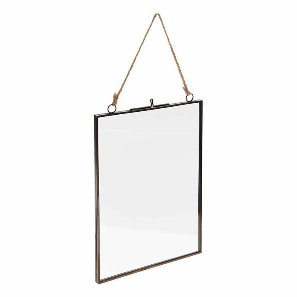 Cadre en métal noir à suspendre, double plaque de verre 16 x 22 cm