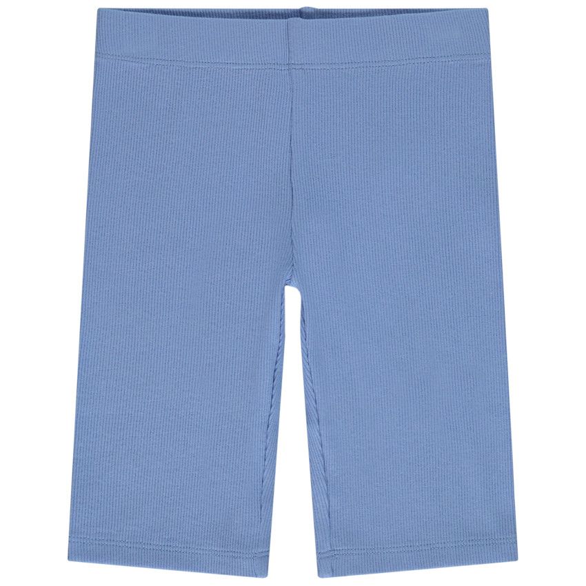 Cycliste uni effet côtelé pour fille - Bleu moyen