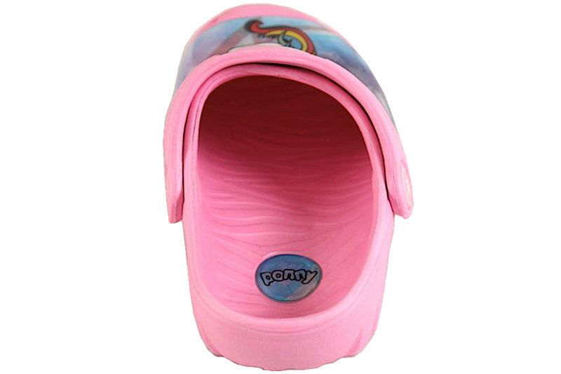 PONNY CROCS I LYSERØDT EVA MED ENHJØRNING