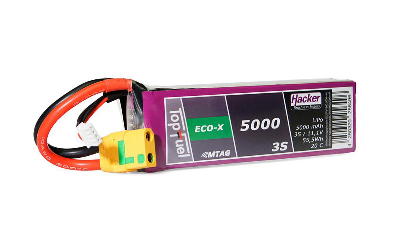 RC-Akku LiPo 5000 mAh 11.1 V 20C TopFuel ECO-X MTAG3S LiPo-Akku für Flugmodelle