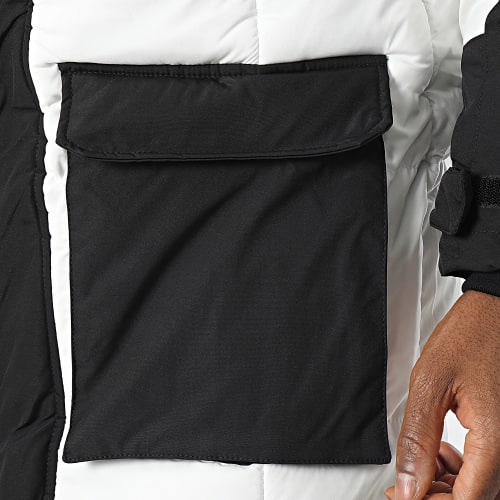 Doudoune Capuche Longue Blanc Noir