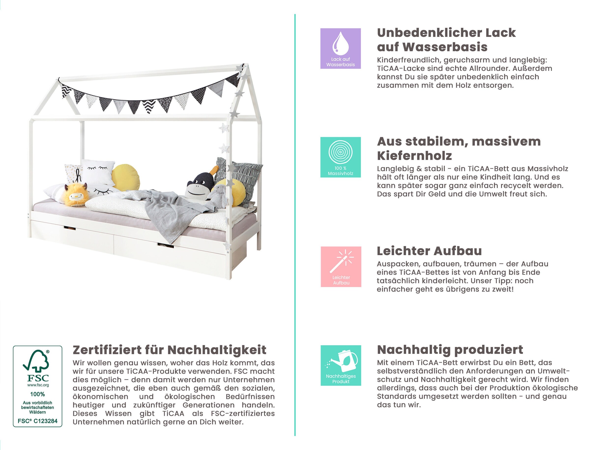 Ticaa Kinderbett Hausbett 
