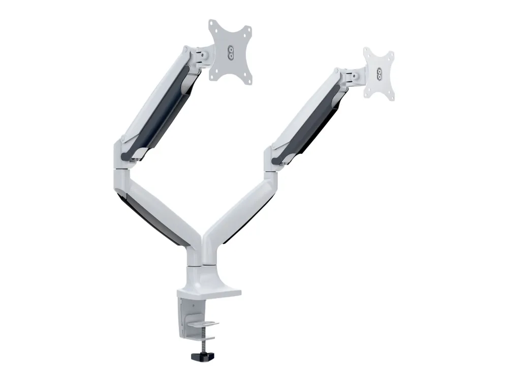 Multibrackets M Deskmount Gas Spring Dual - Monteringssæt (bordmontering, 2 artikulerende arme) - for 2 LCD displays - stål, højglansaluminium - hvid - skærmstørrelse: 15