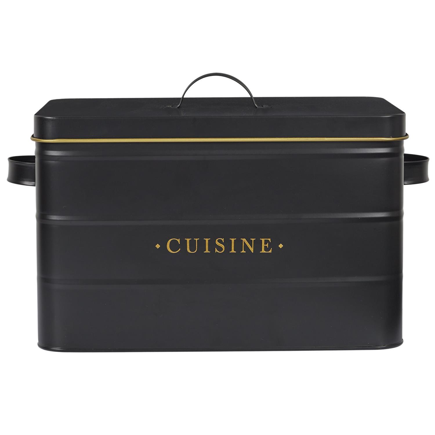 BOITE METAL NOIR ET DORE CUISINE