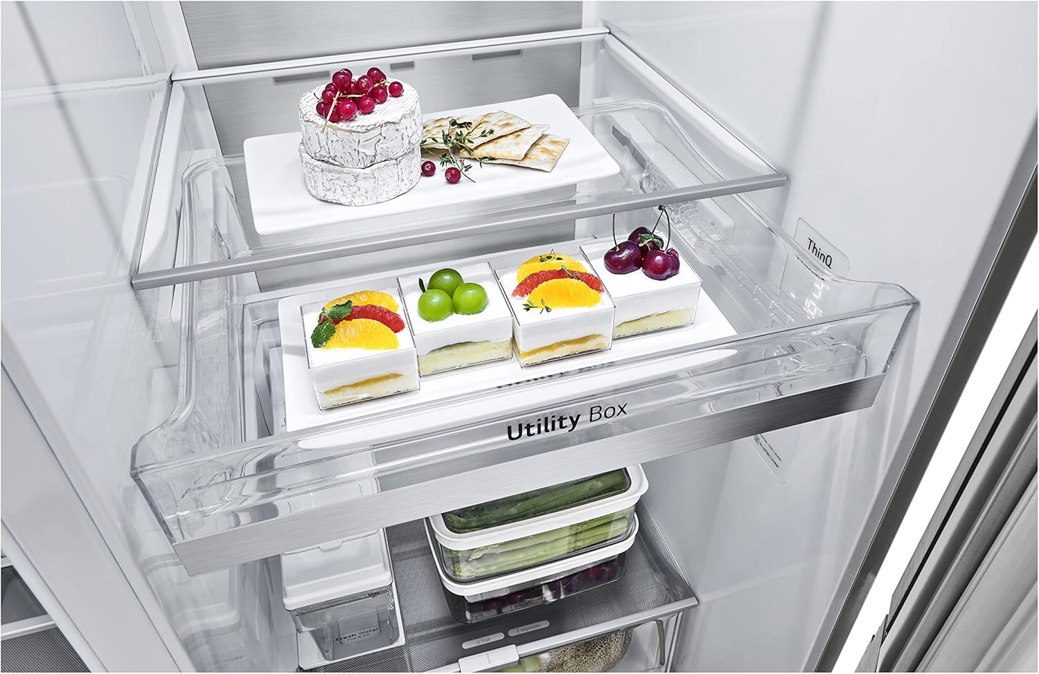 LG Electronics GSXV91BSAE Kühlschrank Side-by-Side mit Eis-, Crushed Ice und Wasserspender | interner Wassertank 4L | Total No Frost | Brushed Steel