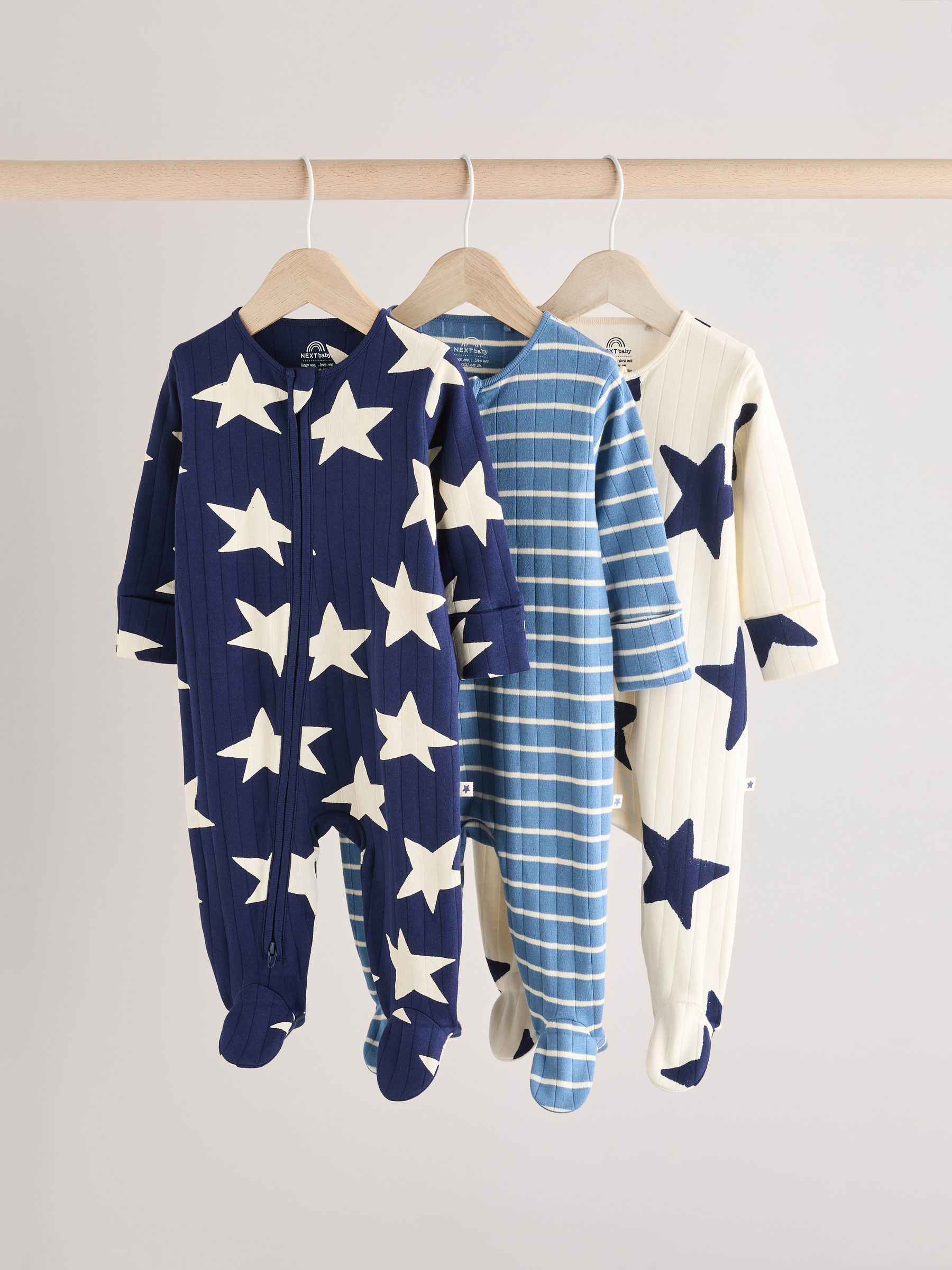 Marineblauw - Sterrenpyjama's 3 set (0mnd-2jaar)