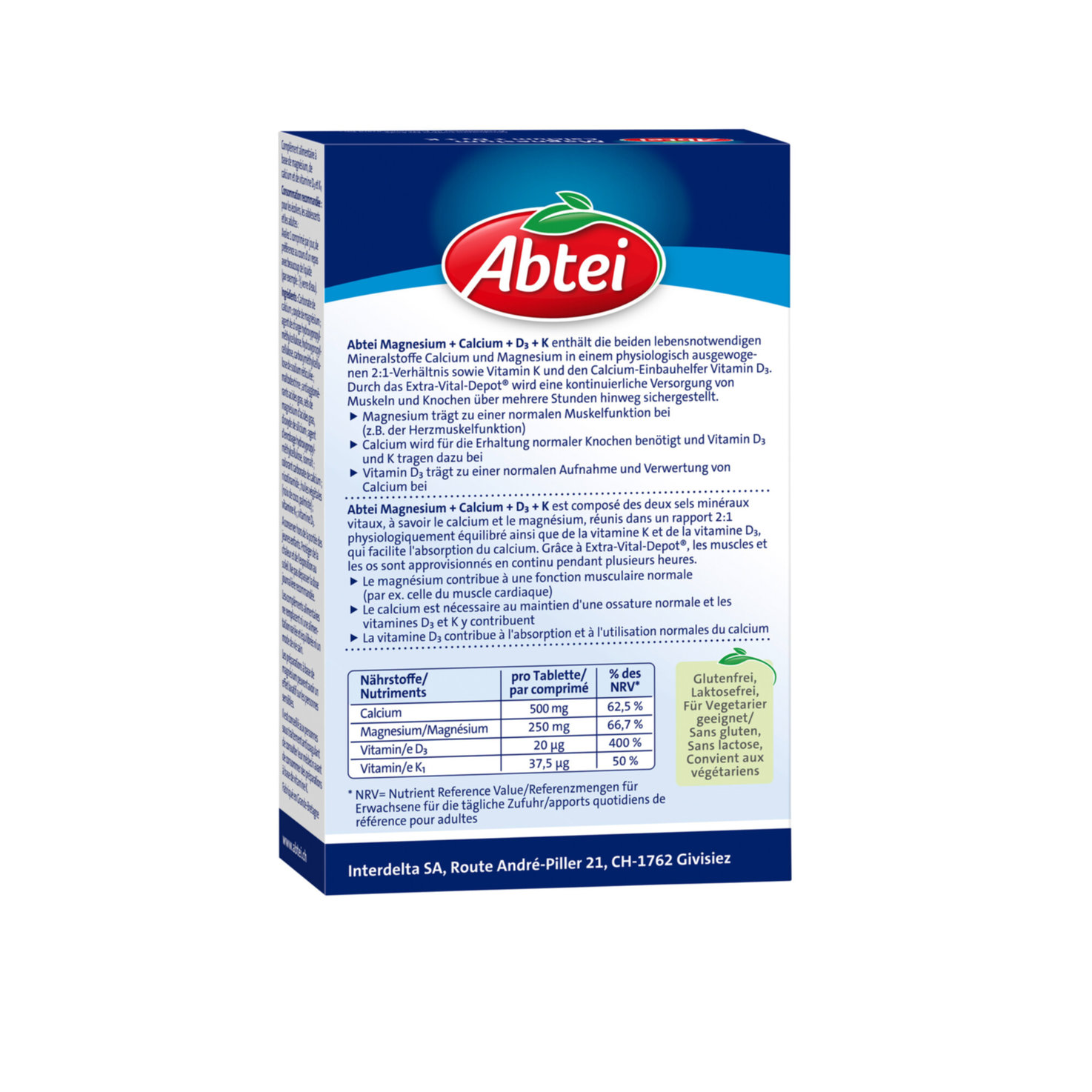 Abtei Magnesium Calcium + D3 + K 42 Tabletten