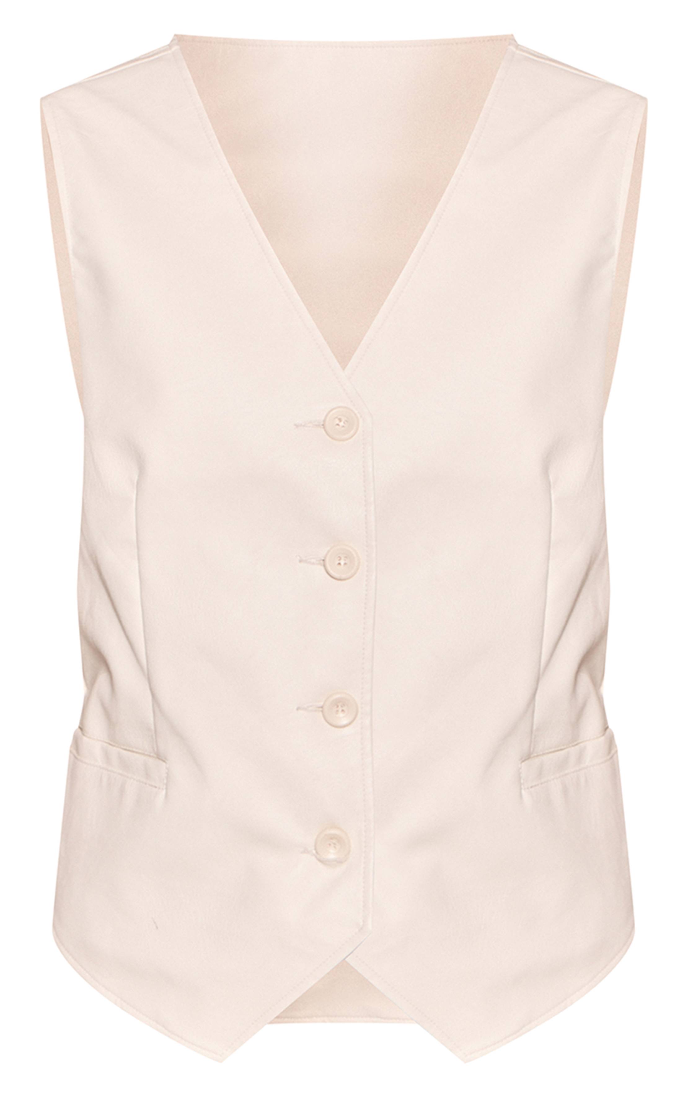 Crème Gilet Long Oversize En Synthétique