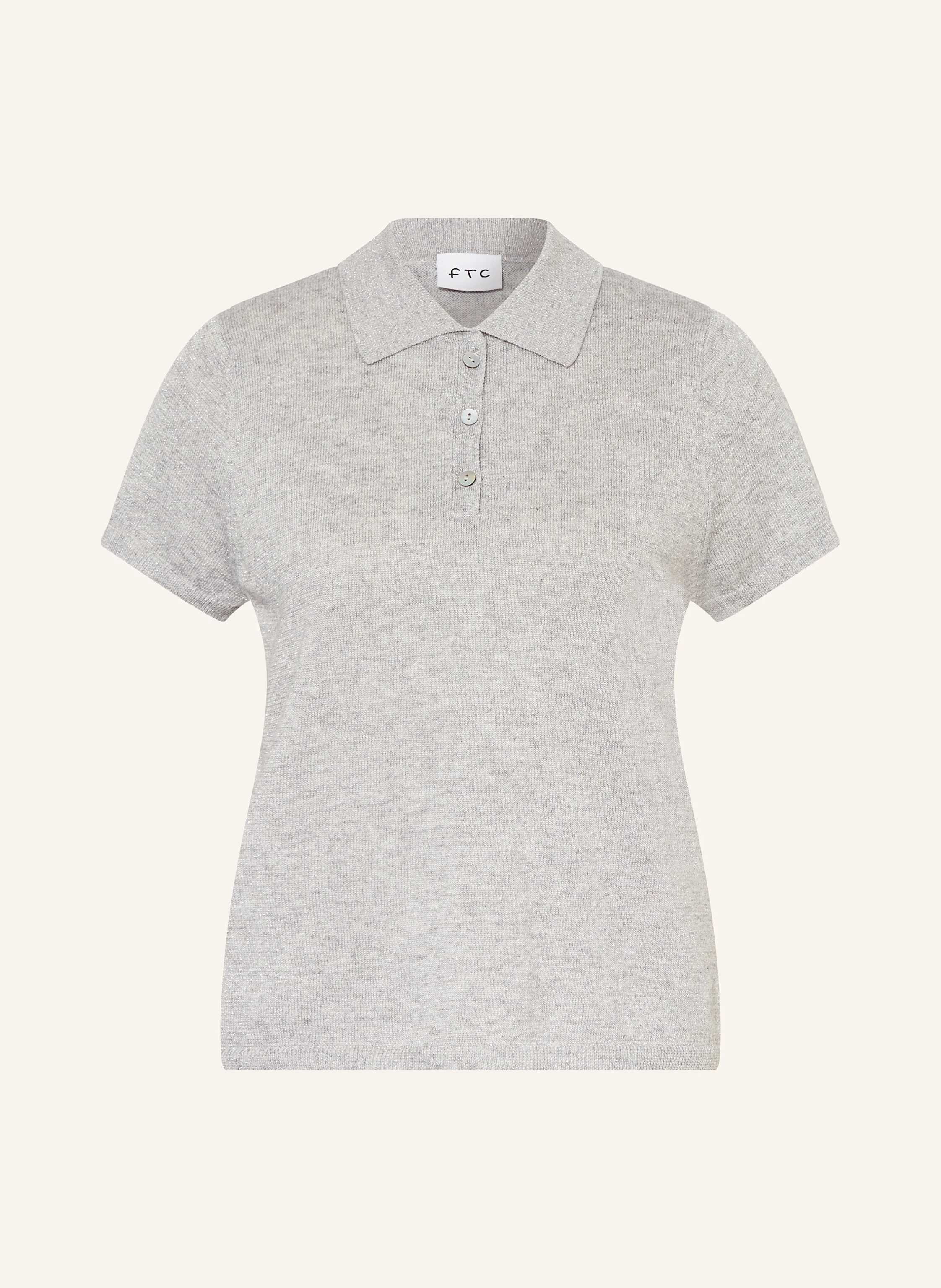 FTC CASHMERE Strick-Poloshirt mit Glitzergarn