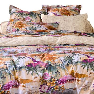 Linge de lit motif jardin d'Asie