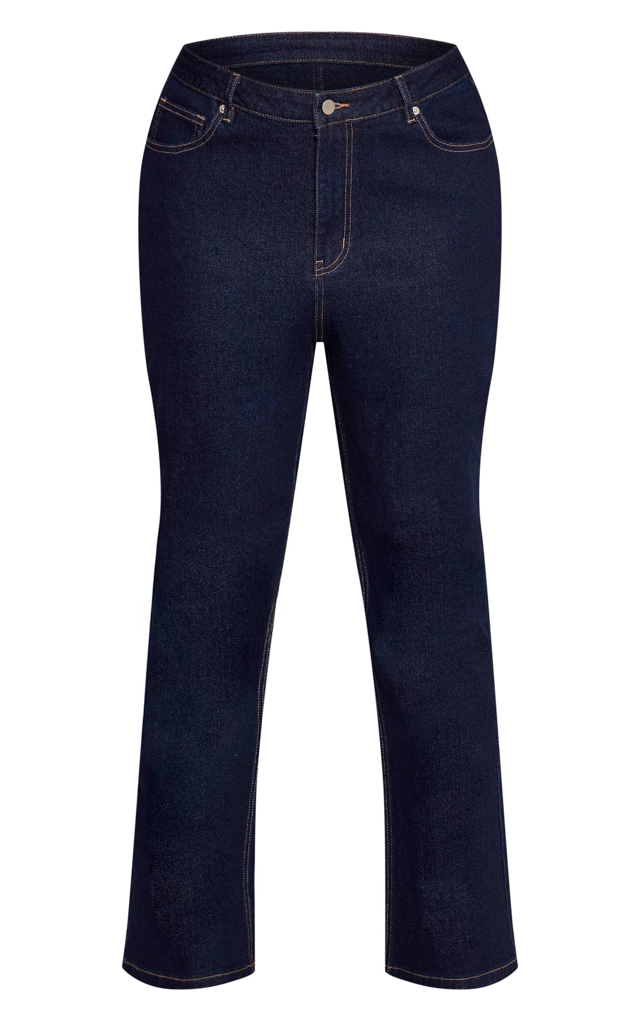 Bleu Indigo Jean Droit Raccourci Grande Taille