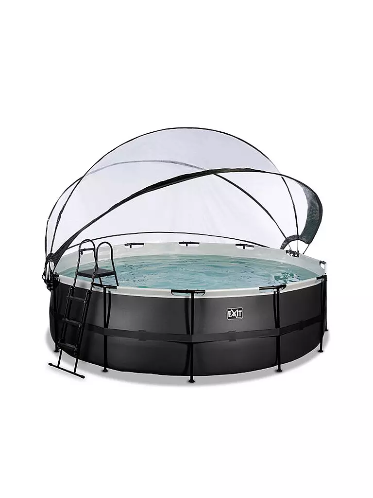 EXIT TOYS Black Leather Pool 488x122cm mit Abdeckung und Sandfilter- und Wärmepumpe - schwarz keine Farbe