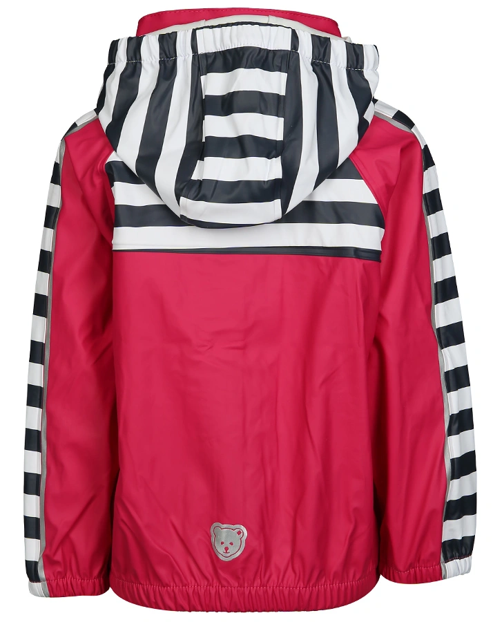 Regenjacke RAGLAN STRIPED mit abnehmbarer Kapuze in pink