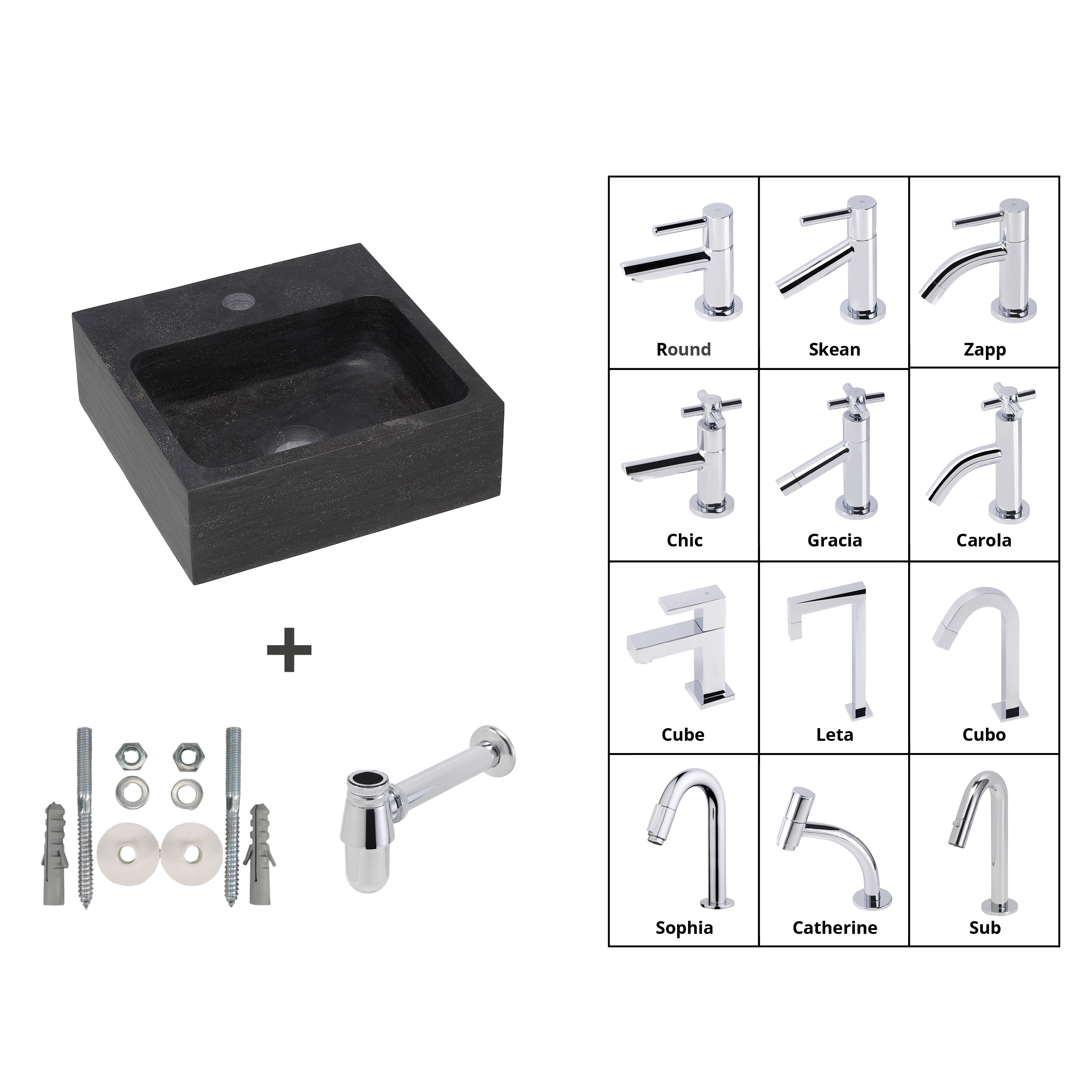 Mueller Cube natuurstenen fonteinset compleet