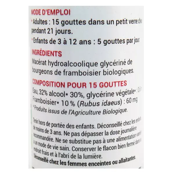 Macerado de Glicerina de Framboesa Orgânica Oemine 30ml