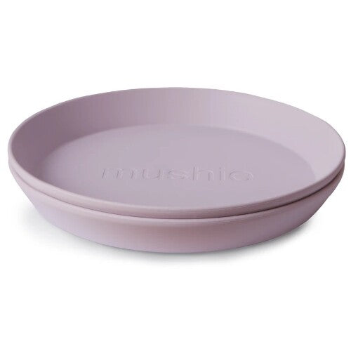 Mushie kinderborden rond - soft lilac - 2st