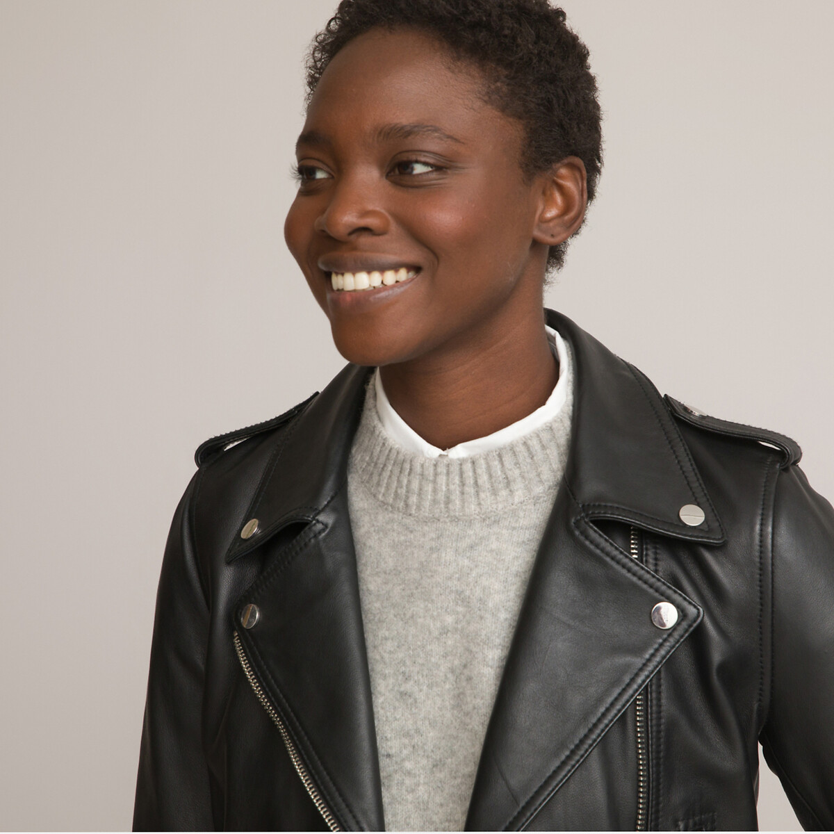 COLEÇÕES LA REDOUTE<br>Bikerjasje em leer, Assinatura THELMA