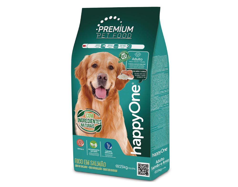 RAÇÃO PARA CÃO HAPPYONE PREMIUM SALMÃO E ARROZ 15KG