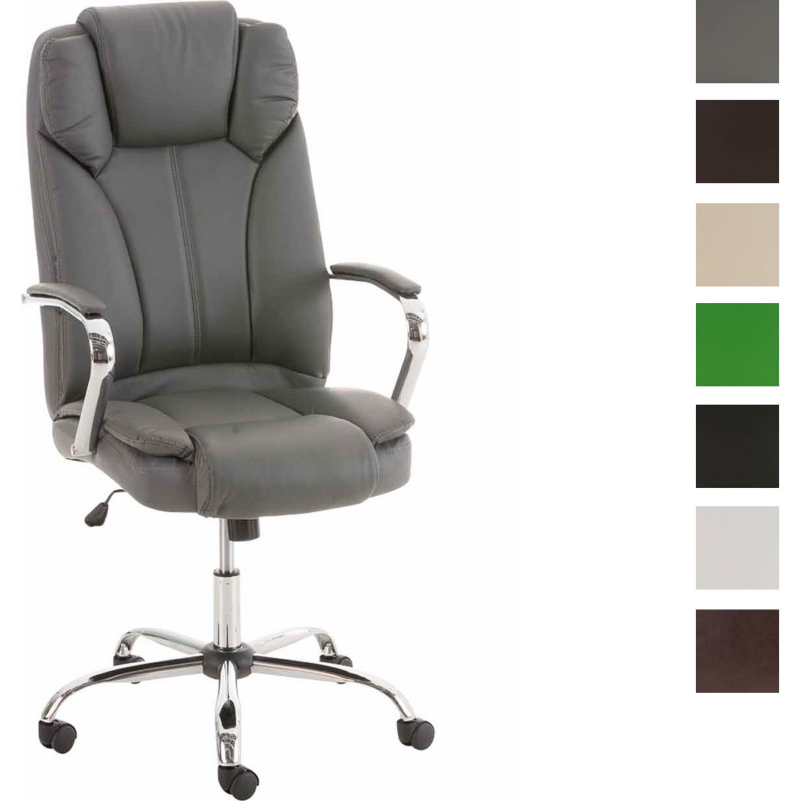 CLP Ergonomischer Bürostuhl BIG Xanthos I XXL Komfort Mit Wippfunktion Und Armlehnen I Verstellbar Mit Kunstleder-Bezug, Belastbar bis 210 kg