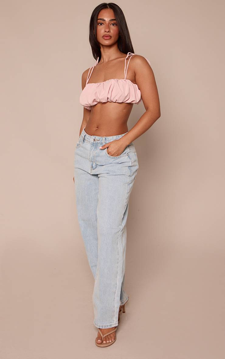 Light Blue Wash Prettylittlething Petite Jean Boyfriend Taille Haute