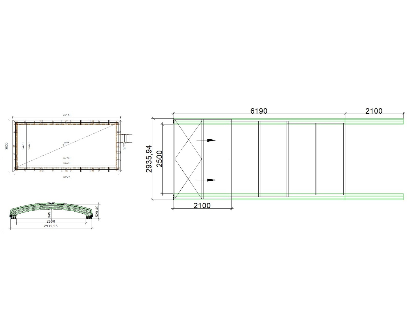 Abri de piscine skyline pour les modèles 6,20x3 m - bas87, bas787 - polycarbonate massif 3 mm - couleur ral7037 gris