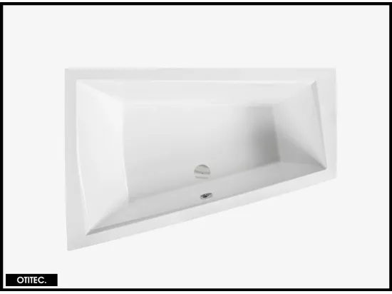 Baignoire Asymétrique avec Tablier Noir - 170 x 125 cm - GAUCHE - INTIMA DUO - 2 REPOSE-TÊTES OFFERTS