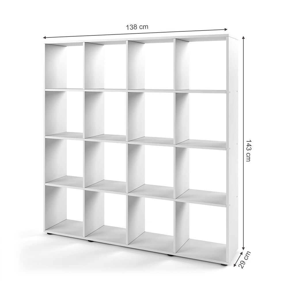 Vicco Raumteiler Bücherregal Standregal Aktenregal Regal 16 Fächer Weiß