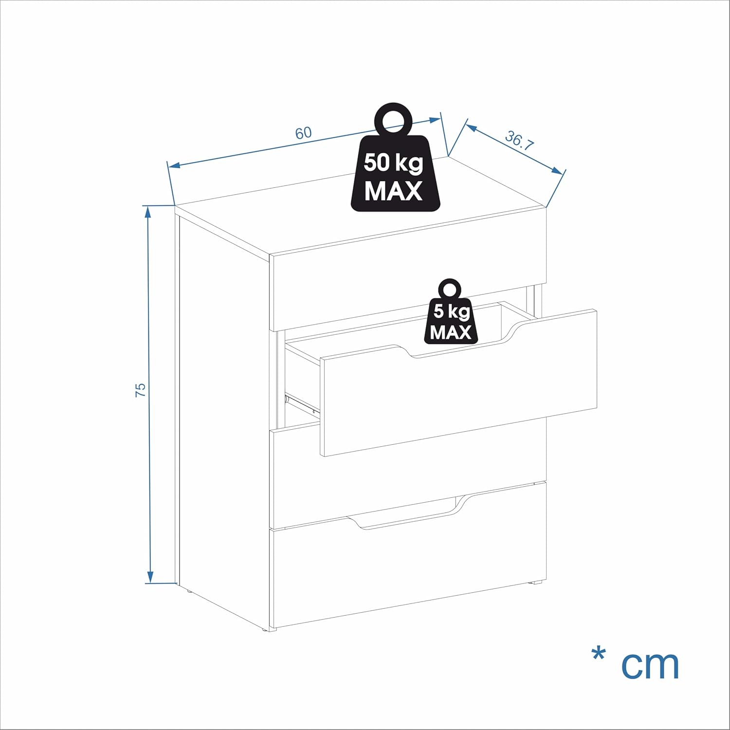 KOMTO Schreibtisch Weiß mit 3 Schubladen – Computertisch, Klappschreibtisch mit Stauraum, PC Tisch, Bürotisch für kleine Räume | Table FOLDY2 128 x 60 x 75 cm