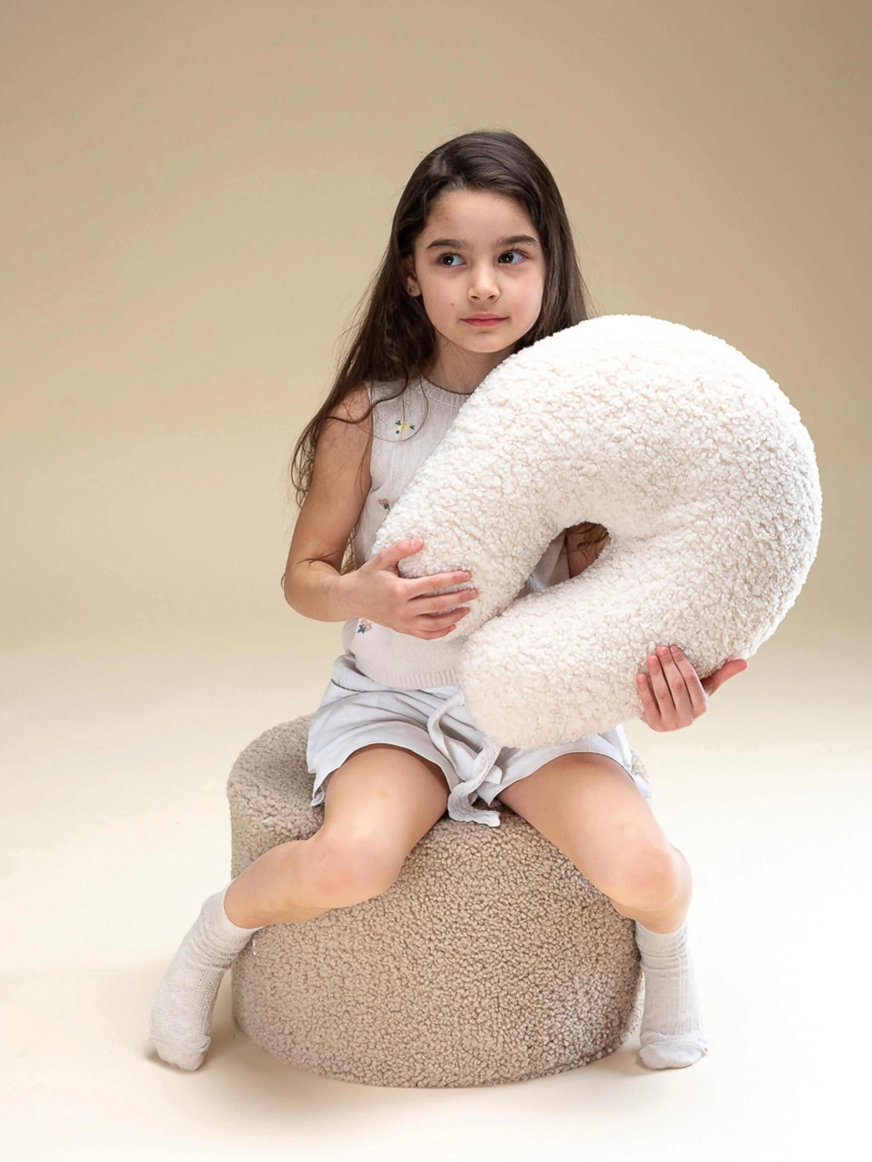 Kinderen teddy poef Sugar, Ø 40 cm