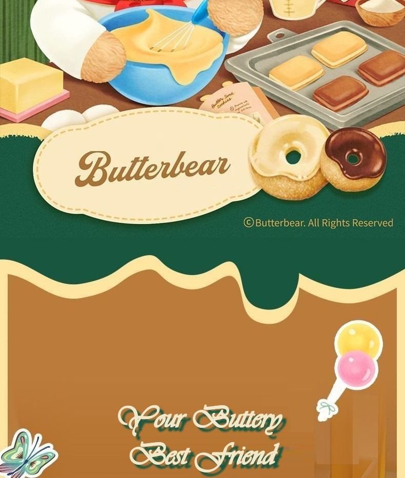 Butterbear - Set van 6: Butterbear-koekjesbadge