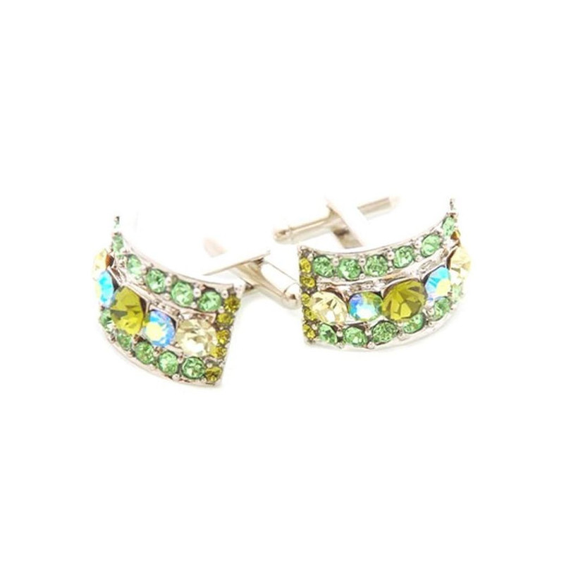 Boutons de manchette, Moon beam vert Cristal Swarovski