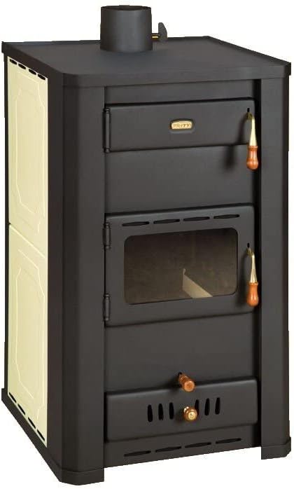 Prity S3 W21 Holzofen für Zentralheizung, Festbrennstoffofen, 5,0 kg, Beige/Schwarz