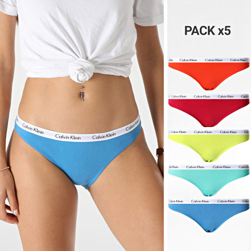 Lot De 5 Culottes Femme QD3586E Orange Bordeaux Jaune Vert Bleu