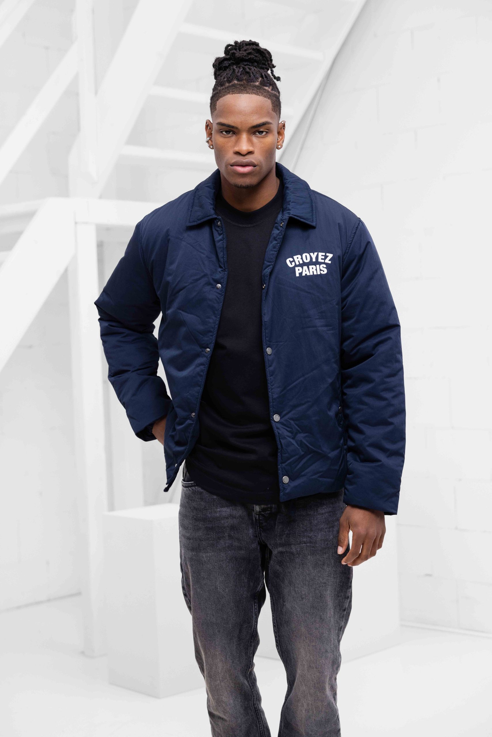 Croyez Paris Padded Coach Jas Heren Donkerblauw