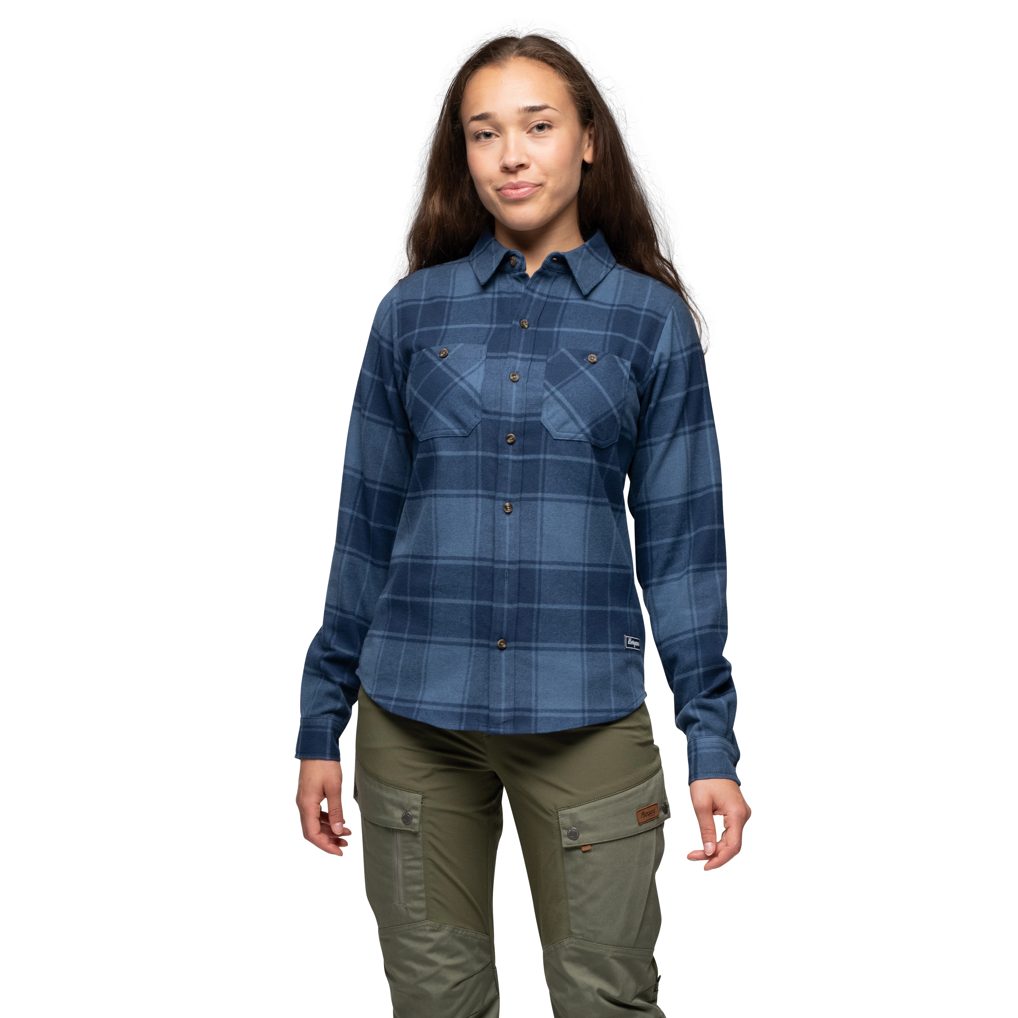 Nordmarka Flannel Shirt Women Granite Blue / Navy Blue Check