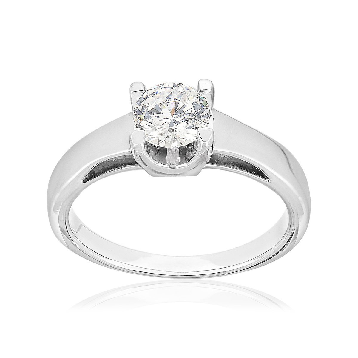 Solitaire or 750 blanc diamant synthétique 0,75 carat