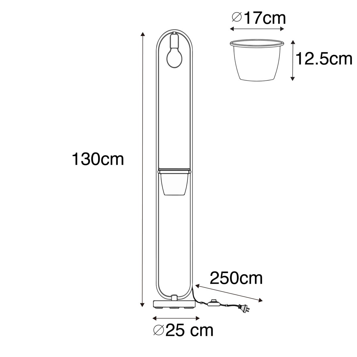 QAZQA - Moderne staande lamp, zwart met glas, 25 cm - Roslini I Woonkamer I Slaapkamer - Staal, langwerpig - LED-compatibel, E27