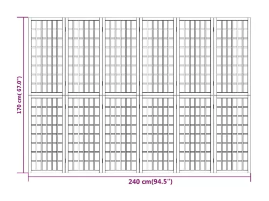 Cloison de séparation pliable 6 panneaux 240x170 cm Blanc